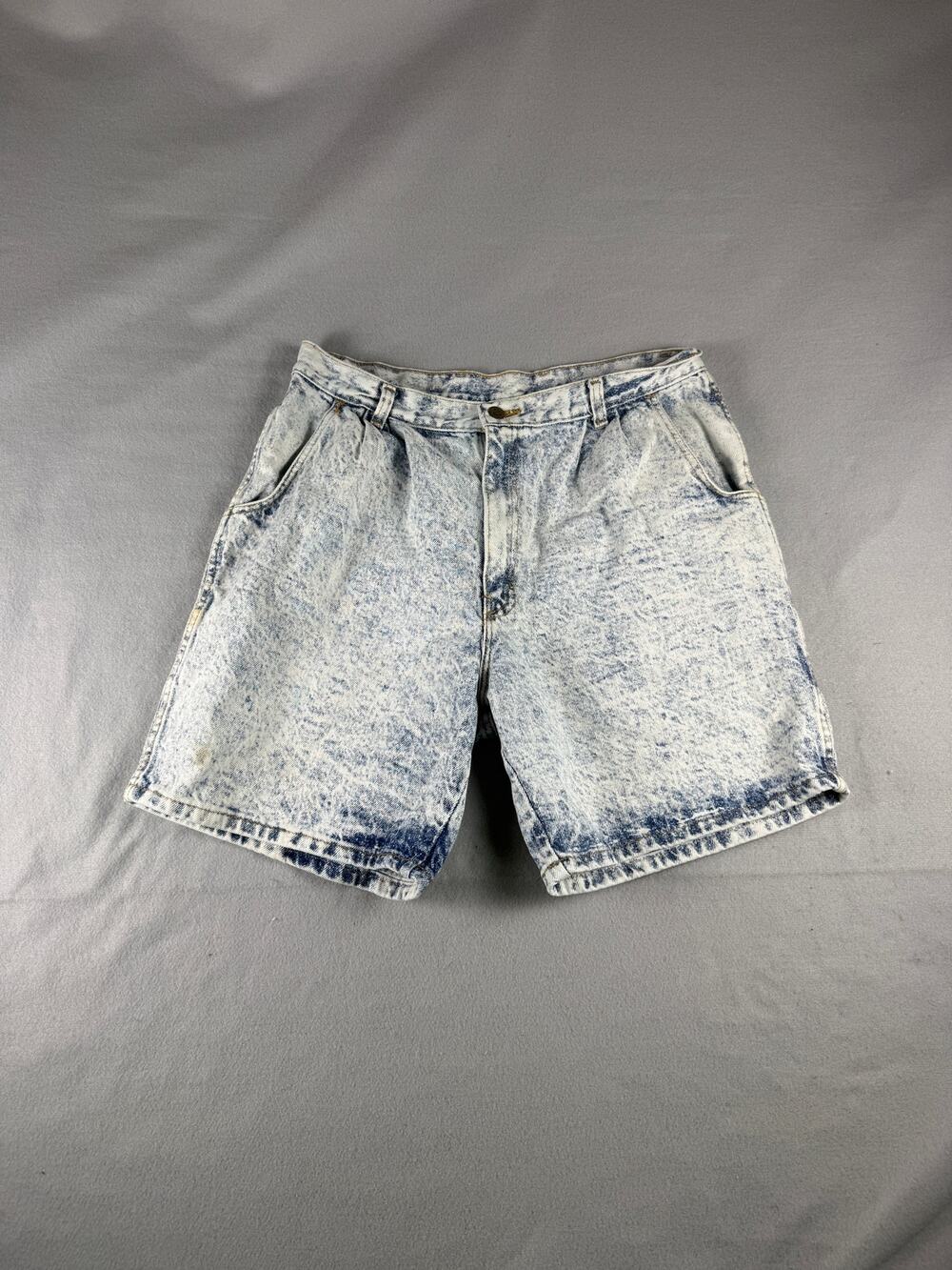 Vintage Bristol Blues Denim Shorts Mens 36 Blue Acid Wash Pleated 80s 90s USA